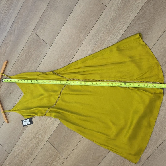 Satin Slip Dress in Chartreuse - Picture 4 of 14